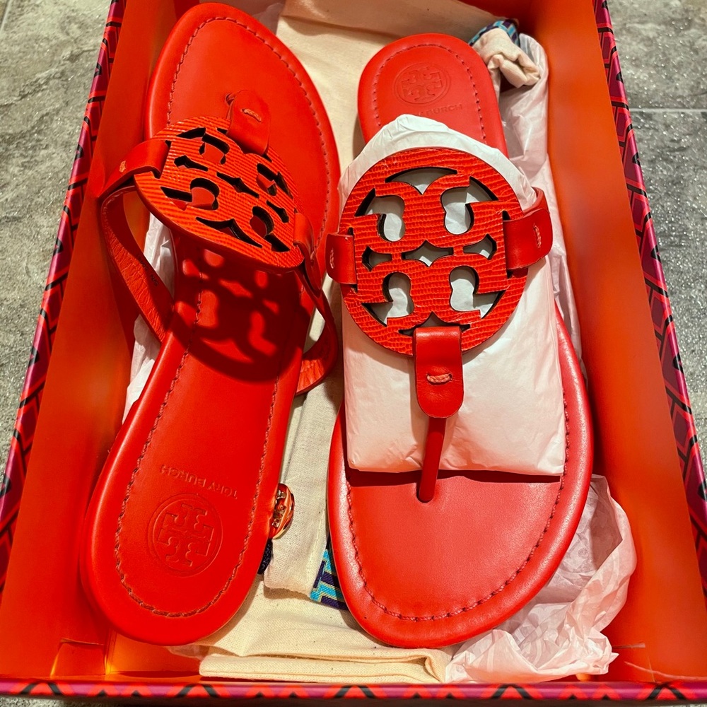 Orange leather Tory Burch sandals